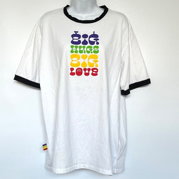 Teletubbies T-shirt Love Pride Short Sleeves White Sz Large 100% Cotton Rainbow - Picture 1 of 5